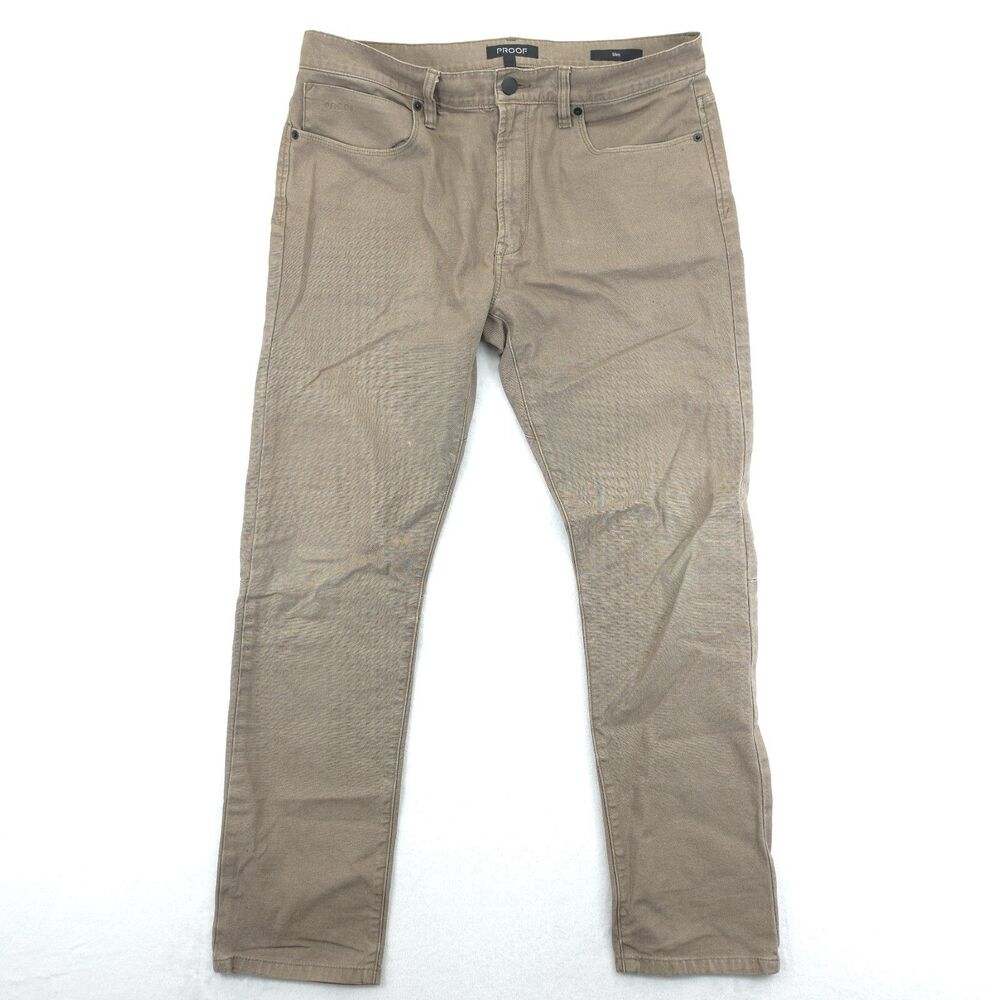 Proof Jeans Mens 33x30 (Actual 34x29) Brown Straight Leg Slim Fit Canvas Pants